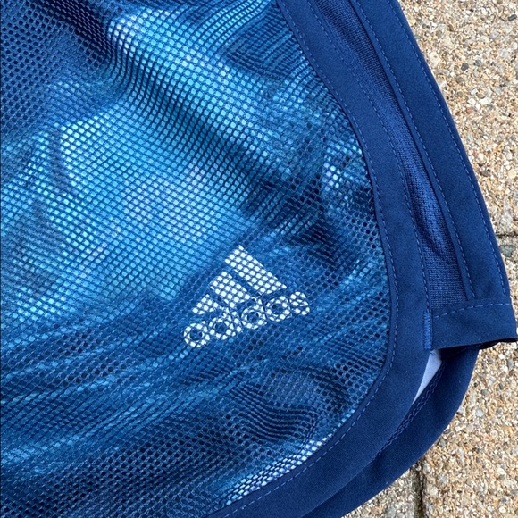 Adidas Shorts Wm Large Regular Fit 3" Blue Athletic Running Brief Drawstring - Picture 3 of 8